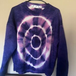 Off-White Purple Tie Dye Mohair Blend Sweater Crewneck Size L